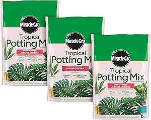 Miracle-Gro Tropical Potting Mix, For Container Plants, Use with Snake Plants, Spider Plants, Pothos, Monstera, 6 qt., 3-Pack