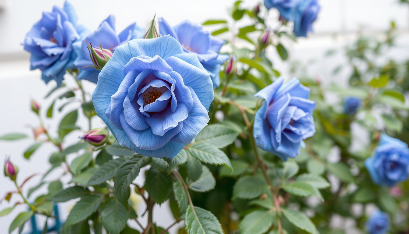 blue climbing roses