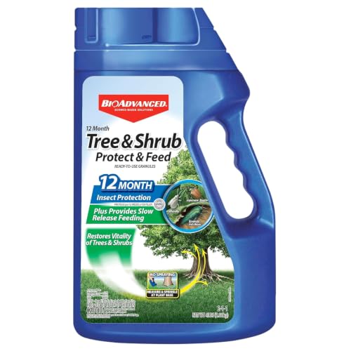 BioAdvanced 12 Month Tree and Shrub Protect and Feed, Granules, 4 lb, Insect Killer, Tree Fertilizer & Plant Food