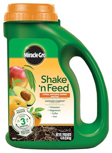 Miracle-Gro Shake 'N Feed Citrus, Avocado, Mango Plant Food - Fertilizer for Container and In-Ground Plants, Citrus, Avocado and Mango Trees, 4.5 lbs.