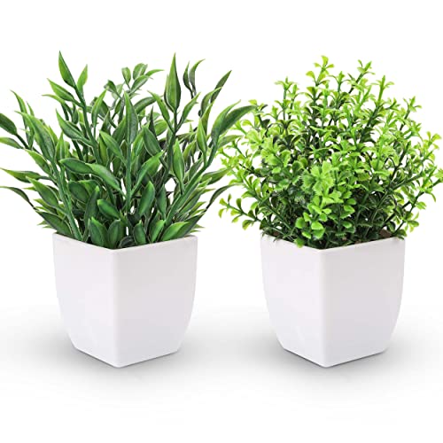 Der Rose 2 Pack Artificial Greenery Plants Indoor for Office Desk Decor