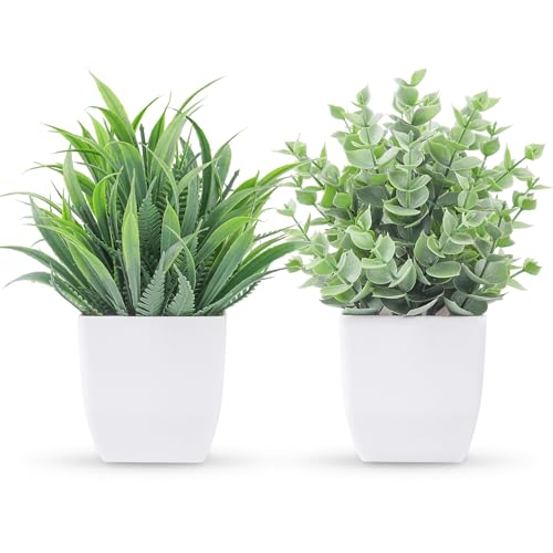 Der Rose 2 Pack Fake Plants Small Plants for Bathroom Office Decor