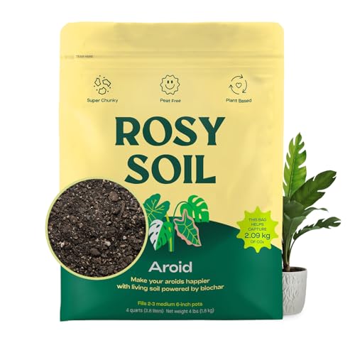 Rosy Soil Aroid Soil Mix, Chunky Biochar Potting Mix, 4 Quarts