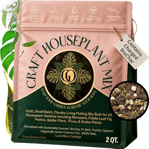 Craft Organic Houseplant Potting Mix, Elite House Plant Soil, Chunky, Well Draining Potting Soil for All Indoor Plants, Tropical Plants & Flowers, Sustainable & Peat Free, Less Prone to Gnats, 2QT