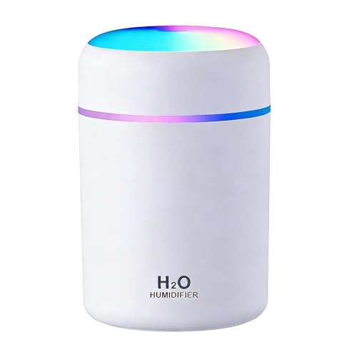 shuielai Portable Colorful Cool Mini Humidifier, USB Personal Desktop Humidifier,. Perfect for Bedroom, Office & Car(300ml, White)