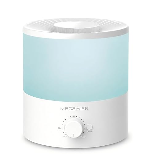 MEGAWISE 1.5L Quiet Cool Mist Humidifier, 25dB, Portable for Bedroom