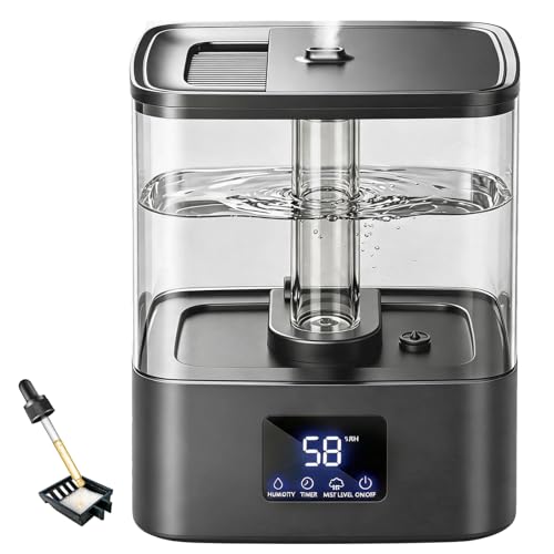 KZF Humidifiers for Bedroom, 4L Cool Mist Humidifier for Large Room, Black