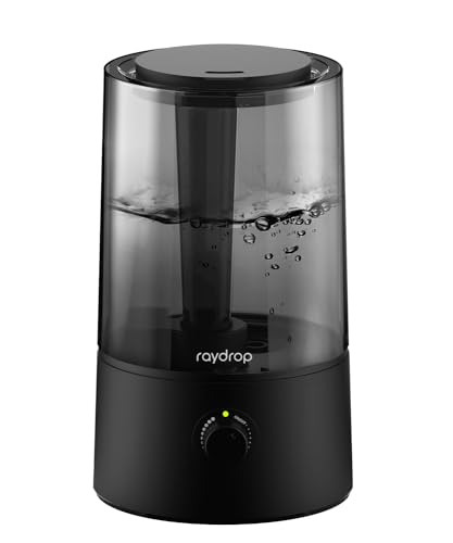raydrop Humidifiers for Bedroom, Humidifiers for Home & Large Room, Cool Mist Humidfiers for Baby and Plant, Adjustable Mist Level, Auto Shut-Off, Black, 4.0L