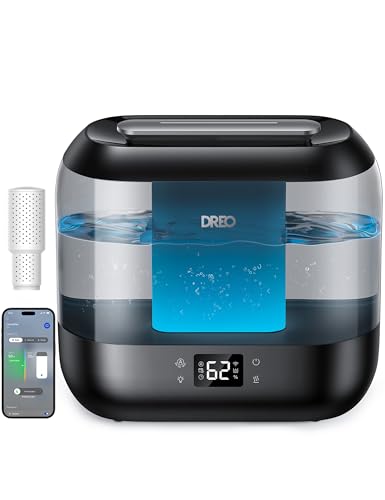 DREO Smart Humidifiers for Bedroom-Filter Included, 4L Cool Mist, Ebony