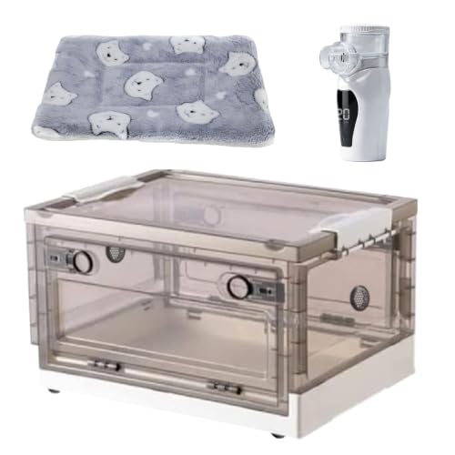 REDDOUDOU Pet Oxygen Chamber, Pet Incubator, Small Animal Humidifier Box, Pets Delivery & Feeding with Padded Cotton, Pets Humidifier Accessories for Dogs, Cats, Puppies, Kittens (55L)