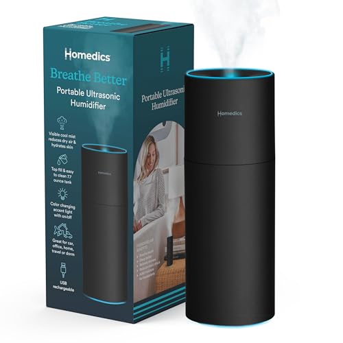 Homedics Portable Humidifier - Small Air Humidifiers, Matte Black