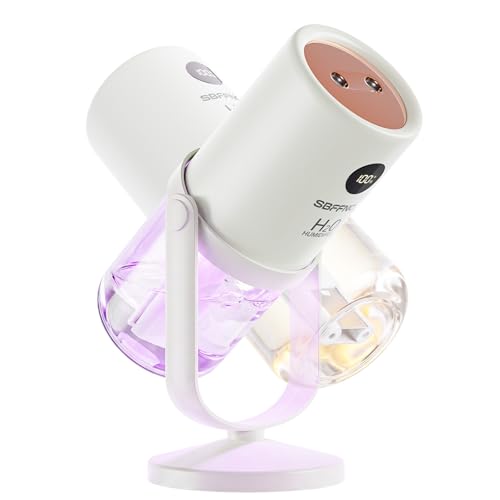 Upgraded Dual Mist Portable Humidifier, Cordless Handheld Cool Mist Humidifier for Travel, Car, Bedroom, Plant Care, Indoor & Outdoor Use with Long-Lasting Runtime to Relieve Dry Skin and Sore Throat