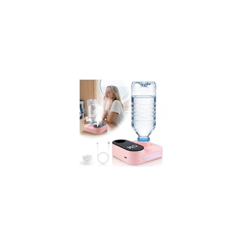 SOQSYS Cruise Humidifier Portable Humidifier for Travel – Whisper-Quiet Mini Humidifier Travel Humidifier for Cruise&Office&Car with Night Light, Auto-Off & 2 Mist Modes Water Bottle Humidifier Pink