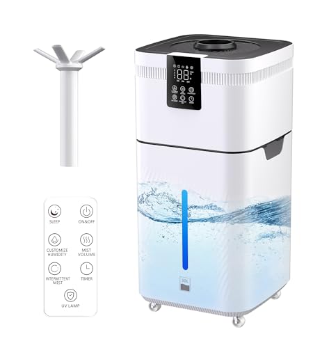 LRAZU 30L/7.93Gal Commercial Humidifier for Large Room 4200 sq ft, 3000mL/H Whole House Humidifiers with Supersized Cool Mist,Quiet Humidifiers for Bedroom, Home,Office, Plants, Warehouse