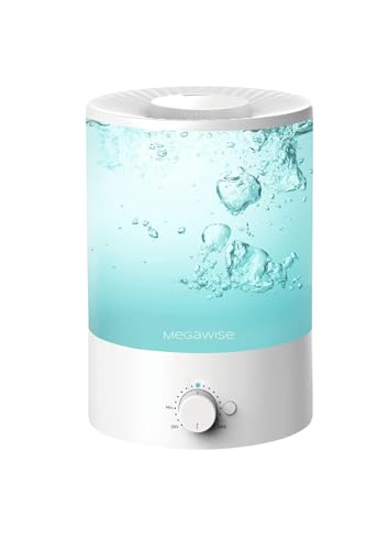MEGAWISE 3.5L Cool Mist Humidifier – Ultra-Quiet Ultrasonic Vaporizer with Top-Fill Design, Essential Oil Diffuser, 7-Color Night Light & Auto Shut-Off