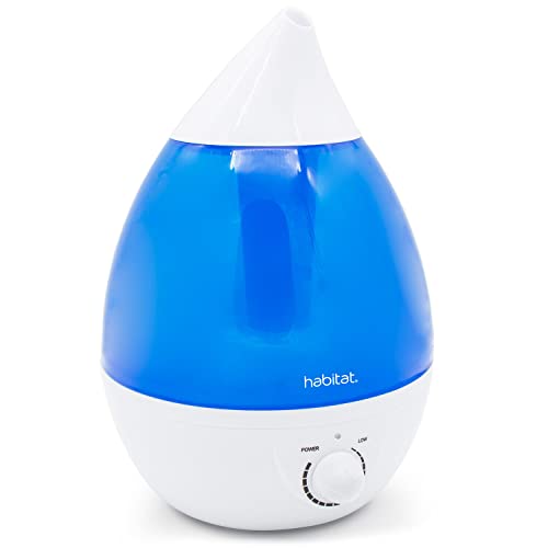 Habitat Cool Mist Ultrasonic Humidifier with Large 2.5L Tank, Whisper Quiet Humidifier with LED Light for Bedroom, 24 Hours of Continuous Mist, Blue (Pack of 1)