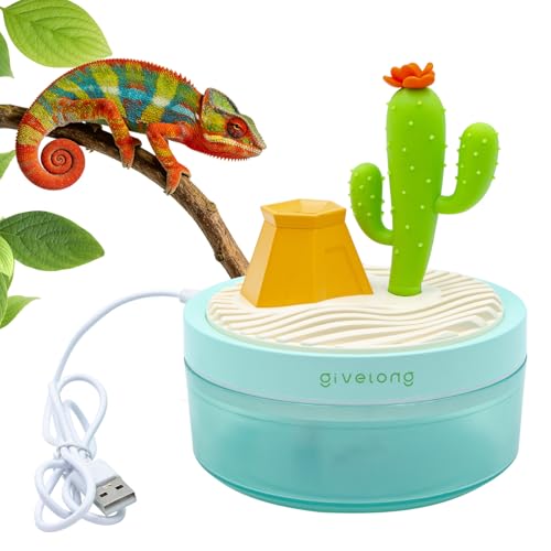BingegePet Reptile Fogger, 320ML USB Plastic Cartoon Cactus Humidifier with Lampion, Mister for Reptile Tank, Terrarium Accessories for Snake, Tortoise, Tree Frog, Chameleon and Other Small Animals