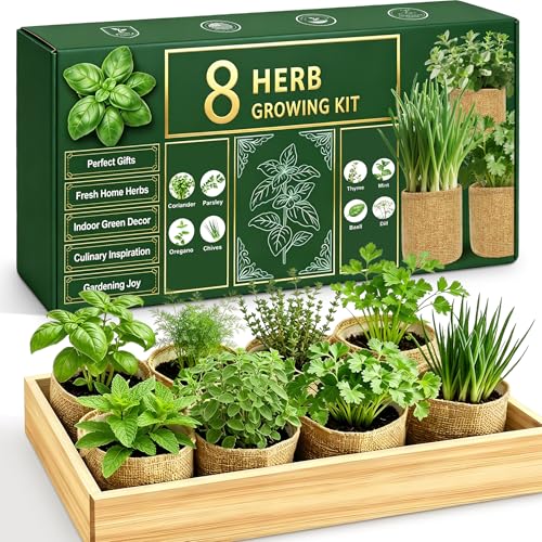 Indoor Herb Garden Kit, Culinary Herb Starter Kit with Seeds & Tools for Beginners, Kitchen Decor, House Warming Gifts for New Home, for Christmas, Ultimate Birthday Gifts for Women Men Mom Dad