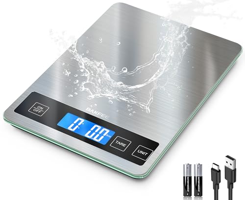 BakFee Food Scale, 33lb Kitchen Scale with 1g Precision, Rechargeable Black