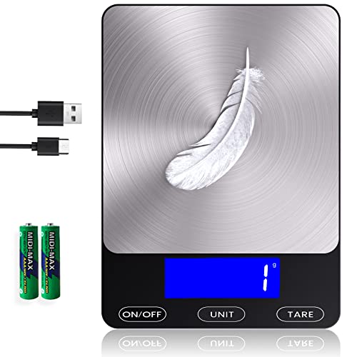 Food Scale -33lb Digital Kitchen Scale for Food Ounces Grams Rechargeable