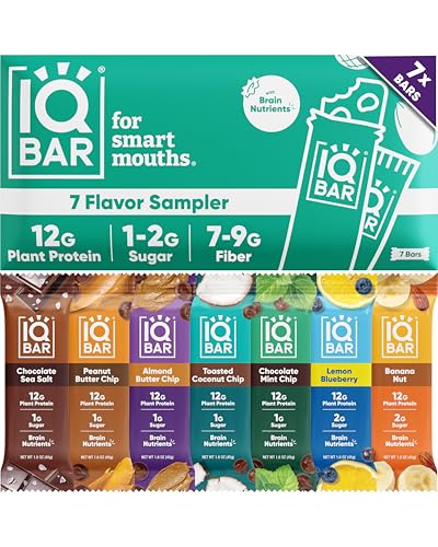 IQBAR Clean Protein Bars, Low Sugar Keto, Sampler Variety Pack 7-Count
