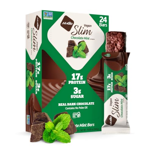 NuGo Slim, Chocolate Mint, 17g Vegan Protein Bar, Gluten Free, 24 ct