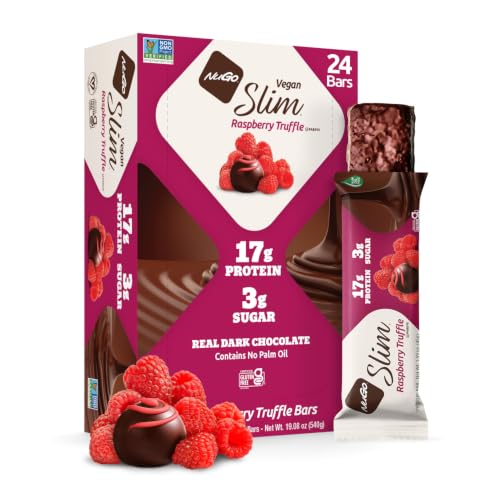NuGo Slim, Raspberry Truffle, 17g Vegan Protein Bar, Gluten Free, 24 ct