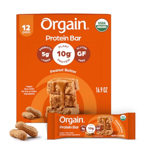 Orgain Organic Vegan 10g Protein Bars, Peanut Butter, 12 Pk