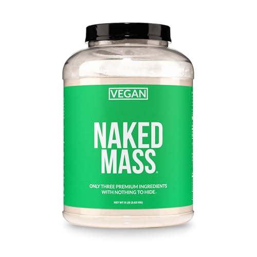 NAKED Vegan Mass - Natural Vegan Weight Gainer Protein Powder - 1,230 Calories, NSF Certified, Non-GMO, Soy & Gluten Free, No Artificial Ingredients - 8LB Bulk - 11 Servings