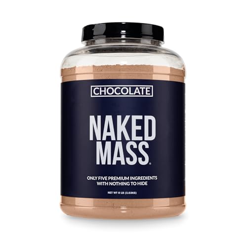 NAKED Chocolate Mass Gainer - All Natural Weight Gainer Protein Powder - 8lb Bulk, NSF Certified, GMO Free, Gluten Free & Soy Free. No Artificial Ingredients - 1,360 Calories