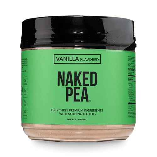 NAKED Vanilla Pea Protein Isolate from North American Farms, Only 3 Ingredients, Vanilla Vegan Protein, NSF Certified, Gluten-Free, Soy Free, GMO Free - 1LB