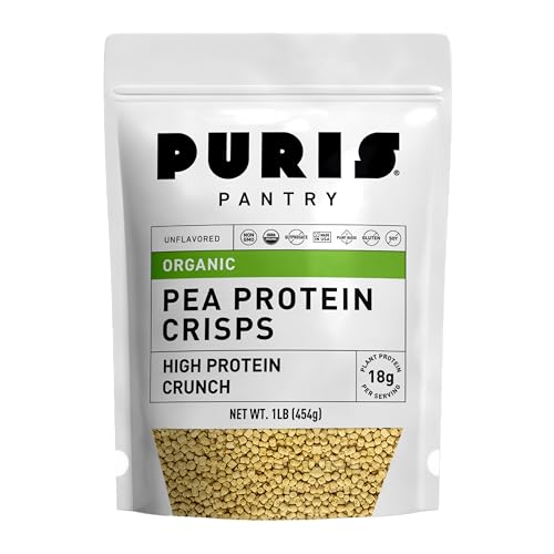 PURIS Organic Pea Protein Crisps, 18g Protein, Unflavored, Sugar & Soy-Free