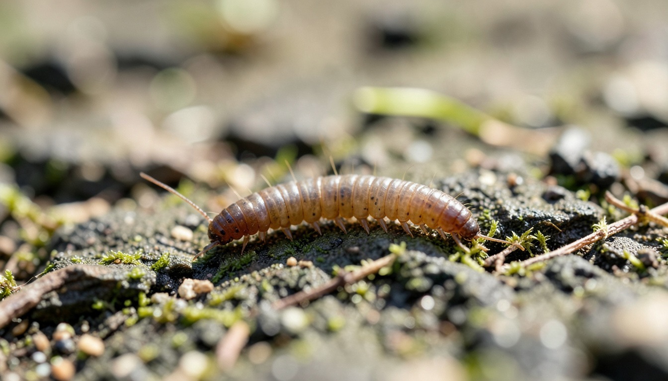 grub worm crawling on back